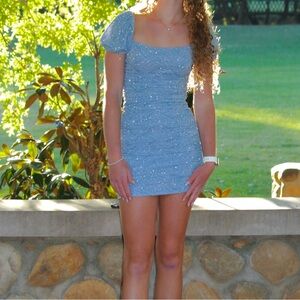 B. Darlin Glitter Puff Sleeve Bodycon Dress Women’s Size 0